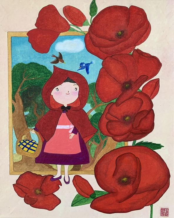 Little-Red-Riding-Hood-Estelle-SO-41x33cm-Color-on-korean-paper-2019
